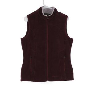 Eddie Bauer Fleece Maroon Women's Zip Up Vest Size Medium